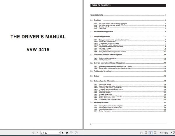 STA Mini Road Roller VVW 3415 Drivers Manual 1