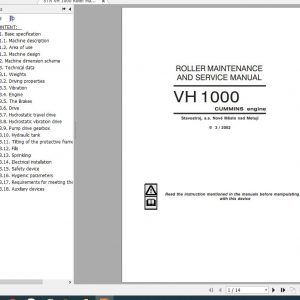 STA Roller VH 1000 Maintenance and Service Manuals 1