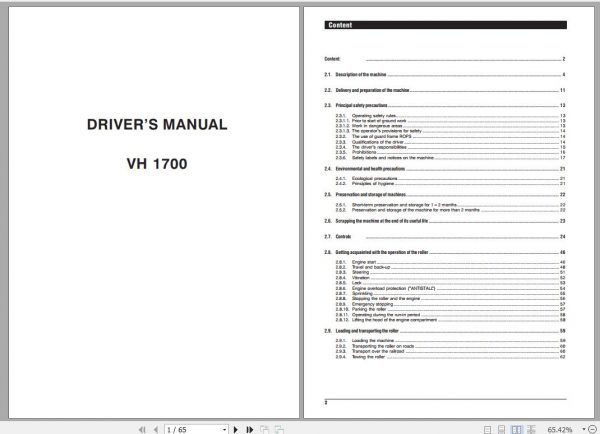 STA Roller VH 1700 Drivers Manual 1