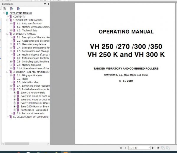 STA Roller VH 250 300K Operating Manual 1