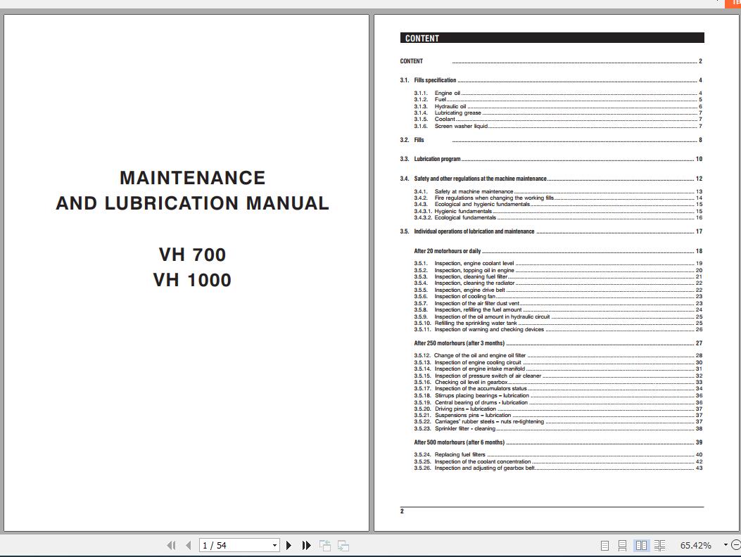 STA Roller VH 700 1000 Maintenance and Lubrication Manual 1
