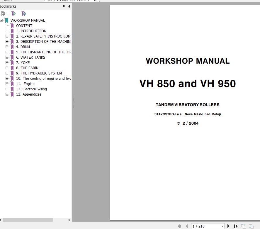 STA Roller VH 850 950 Workshop Manual 1