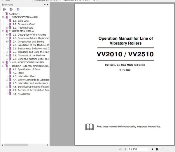 STA Roller VV 2010 2510 Operating Manual 1