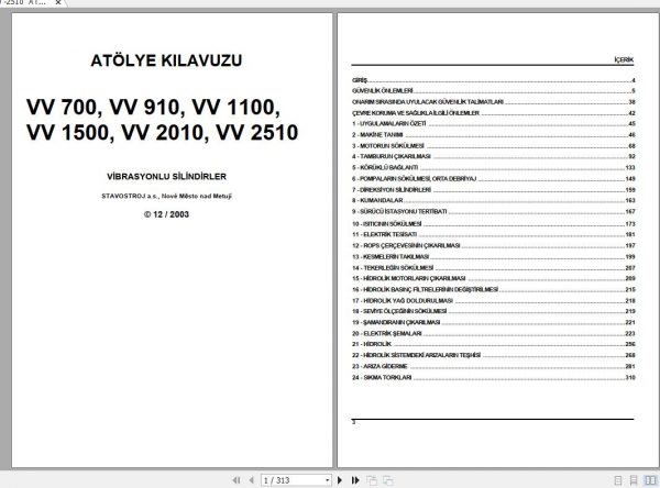 STA Roller VV 700 2510 Turkish Workshop Manual Turkish 1