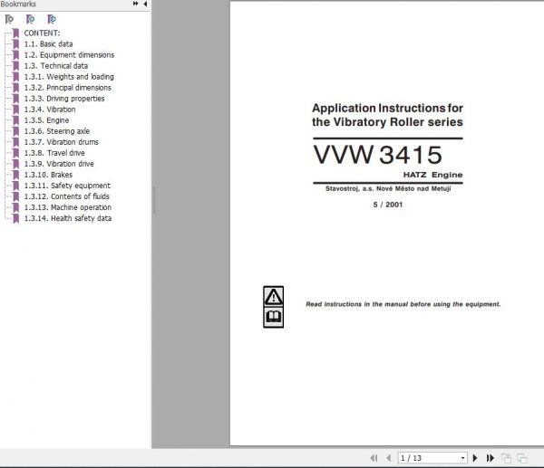 STA Roller VVW 3415 Specification Manuals 1