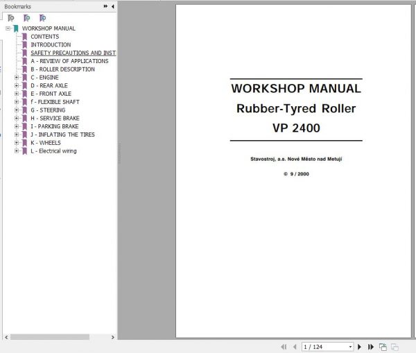 STA Rubber Tyred Roller VP 2400 Workshop Manual 1