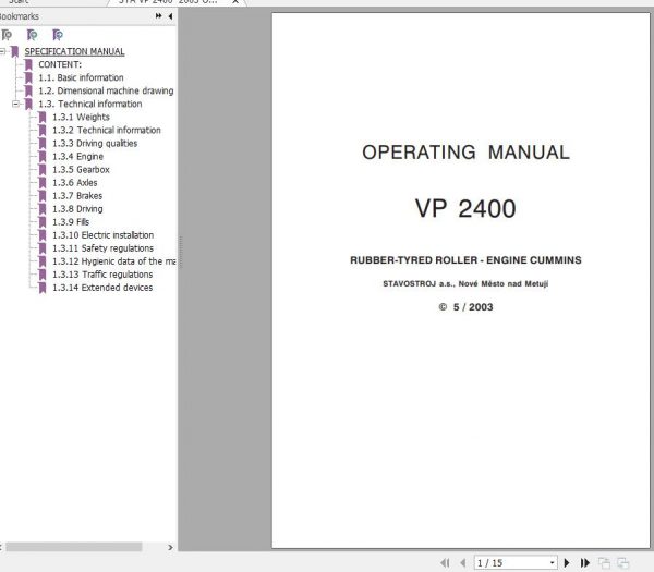 STA Wheel Pneumatic Roller VP 2400 Operating Manual 1