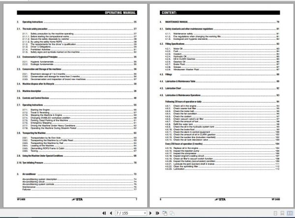 STA Wheel Pneumatic Roller VP 2400 Operating Manual 2