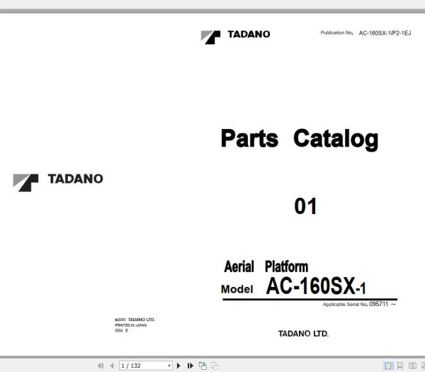 Tadano Aerial Platform AC 160SX 1 P2 1EJ Parts Catalog 1