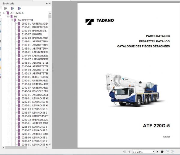 Tadano All Terrain Crane ATF 220G 5 SN 2067105 2067146 Parts Catalog ENDEFR 1
