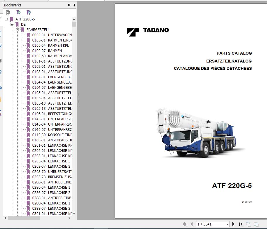 Tadano All Terrain Crane ATF 220G 5 SN 2067105 2067146 Parts Catalog ENDEFR 1