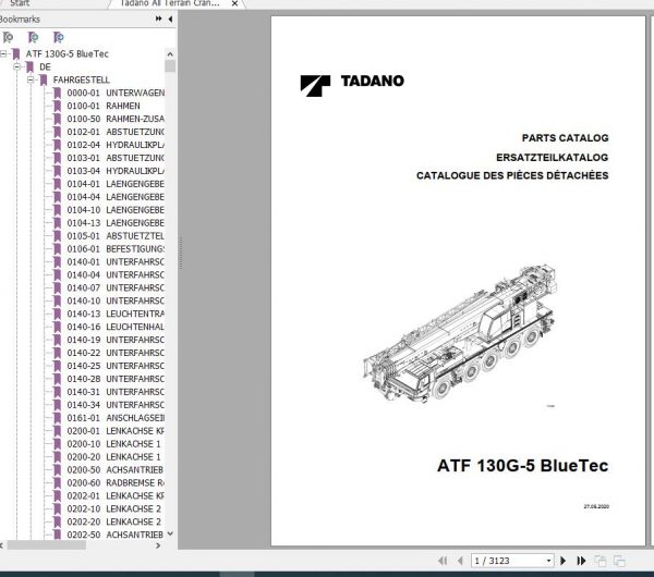 Tadano All Terrain Crane ATF130G 5 SN 2146001 Parts Catalog ENDEFR 1