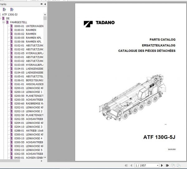 Tadano All Terrain Crane ATF130G 5J SN 2046501 Parts Catalog ENDEFR 1