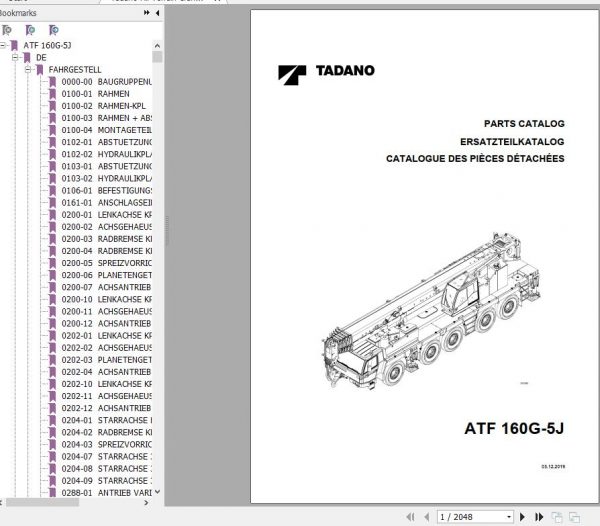 Tadano All Terrain Crane ATF160G 5 SN 2029501 Parts Catalog ENDEFR 1