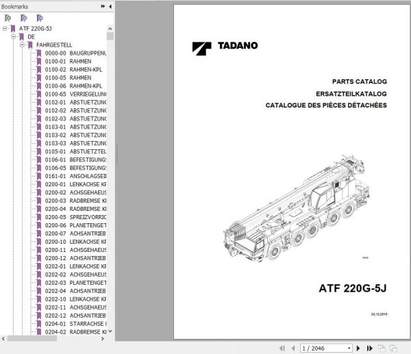 Tadano All Terrain Crane ATF220G 5 SN 2036501 Parts Catalog ENDEFR 1
