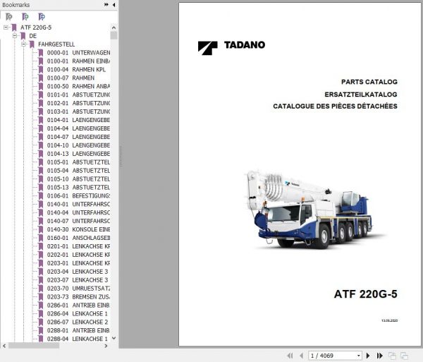 Tadano All Terrain Crane ATF220G 5 SN 2067101 20671042067147 2067499 Parts Catalog ENDEFR 1