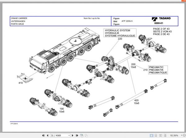 Tadano All Terrain Crane ATF220G 5 SN 2067101 20671042067147 2067499 Parts Catalog ENDEFR 2
