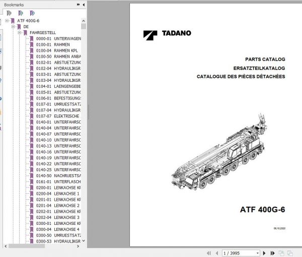 Tadano All Terrain Crane ATF400G 6 SN 2063101 Parts Catalog ENDEFR 1