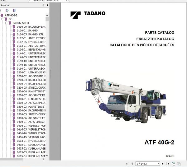 Tadano All Terrain Crane ATF40G 2 SN 2040157 Parts Catalog ENDEFR 1