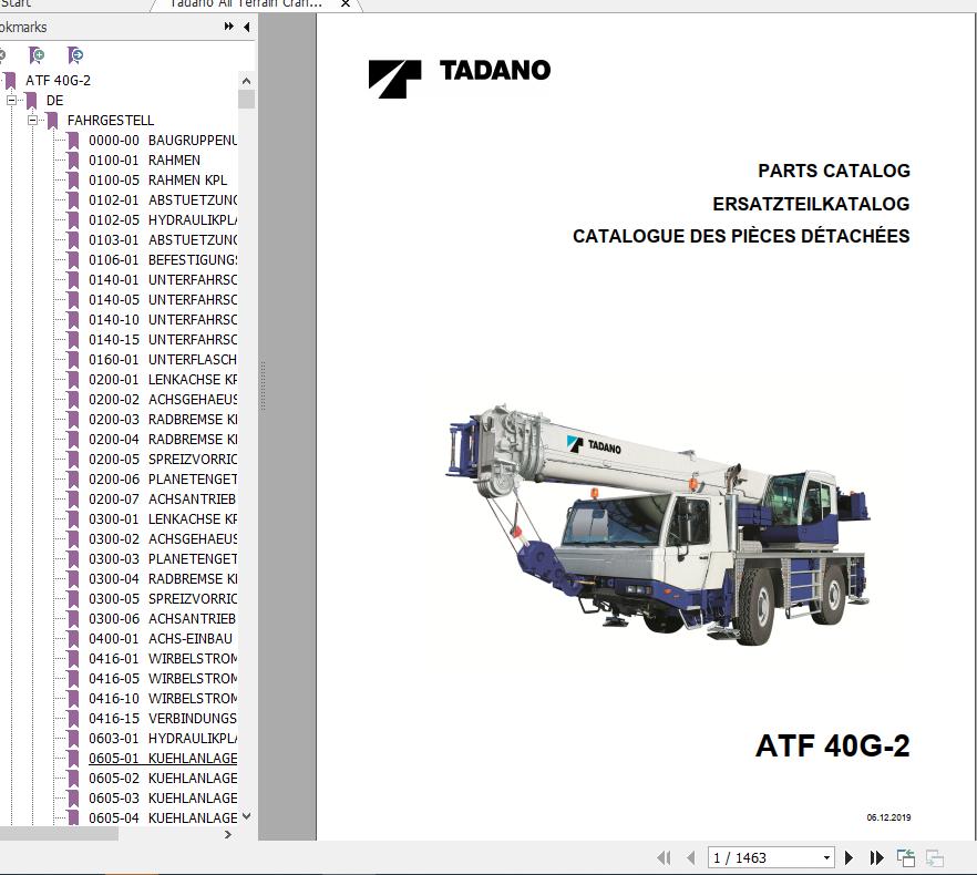 Tadano All Terrain Crane ATF40G 2 SN 2040157 Parts Catalog ENDEFR 1