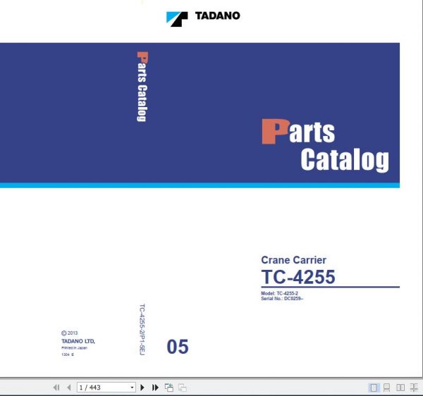 Tadano Carrier Crane TC 4255 2 P1 5EJ Parts Catalog ENJP 1