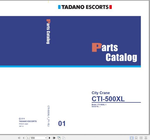 Tadano City Crane CTI 500XL 1 P1 1EJ Parts Catalog ENJP 1