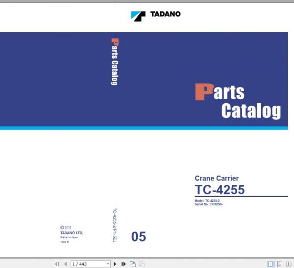 Tadano Crane Carrier TC 4255 2 P1 5EJ Parts Catalog ENJP 1