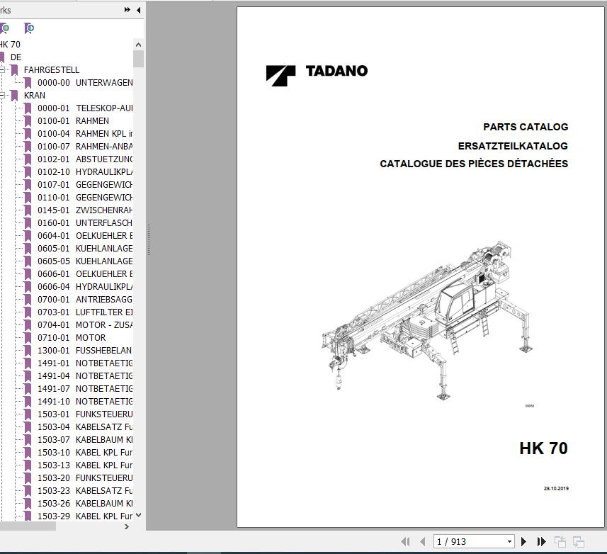 Tadano Faun HK70 SN 2055101 Spare Parts Catalog ENESDE 1