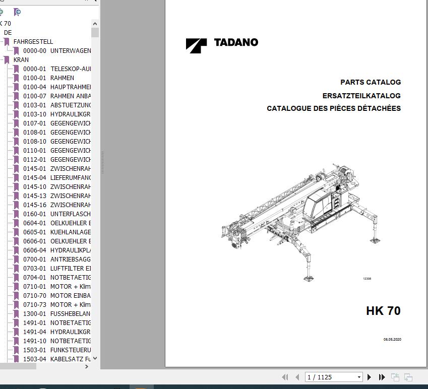 Tadano Faun HK70 SN 2062123 Parts Catalog ENESDE 1