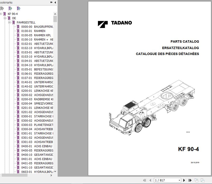 Tadano Faun KF90 SN 2044101 Parts Catalog ENDEFR 1