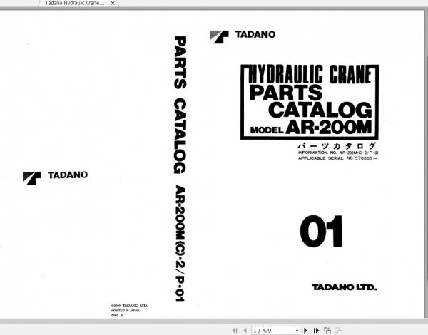 Tadano Hydraulic Crane AR 200MC 2 P 01 Parts Catalog ENJP 1