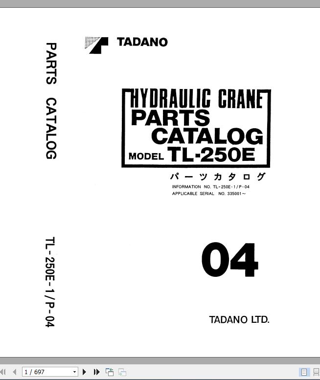 Tadano Hydraulic Crane TL 250E 1 P 04 Parts Catalog ENJP 1