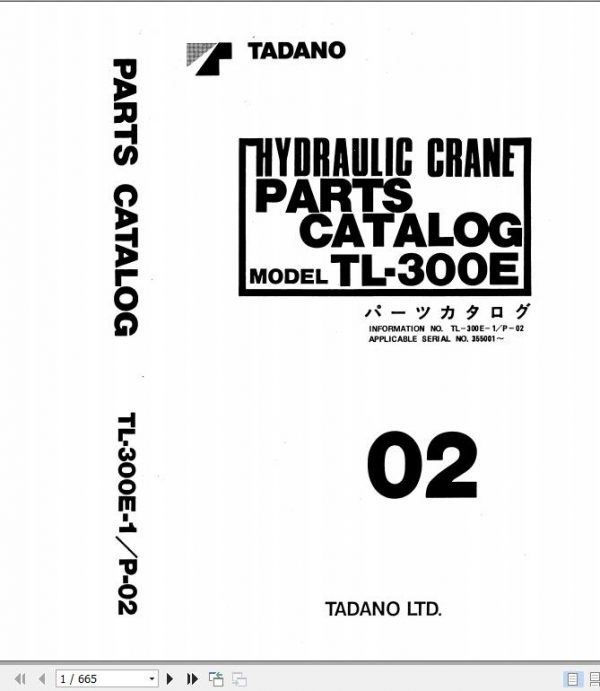Tadano Hydraulic Crane TL 300E 1 P 02 Parts Catalog EN 1
