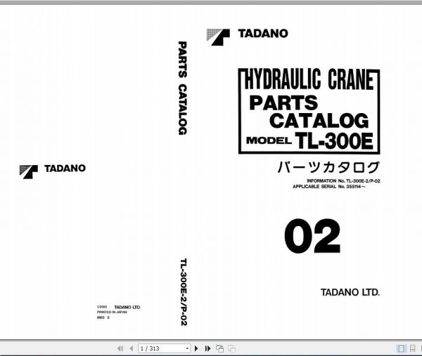 Tadano Hydraulic Crane TL 300E 2 P 02 Parts Catalog ENJP 1