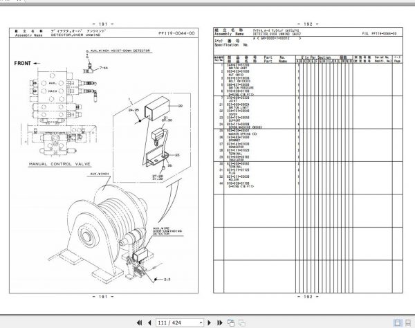 Tadano Rough Terrain Crane GR 300EX 1 P3 1EJ Parts Catalog ENJP 3