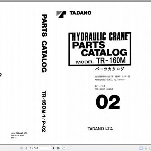Tadano Rough Terrain Crane TR 160M 1 P 02 Parts Catalog ENJP 1