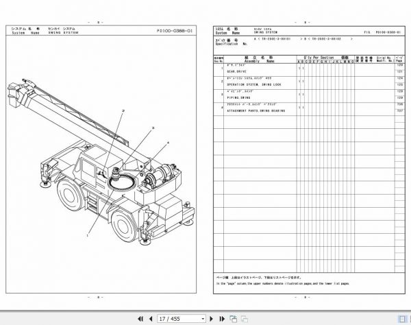 Tadano Rough Terrain Crane TR 250EX 3 P1 2EJ Parts Catalog ENJP 2 1
