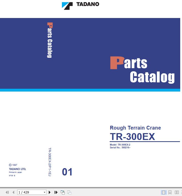 Tadano Rough Terrain Crane TR 300EX 2 P1 1EJ Parts Catalog ENJP 1