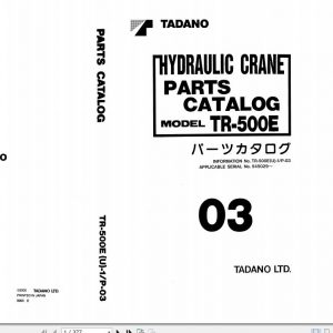 Tadano Rough Terrain Crane TR 500EU 1 P 03 Parts Catalog ENJP 1