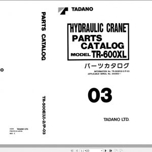 Tadano Rough Terrain Crane TR 500EU 2 P 03 Parts Catalog ENJP 1
