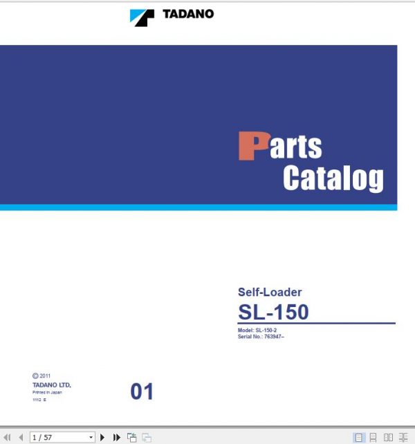 Tadano Self Loader SL 150 2 P2 1EJ Parts Catalog EN 1