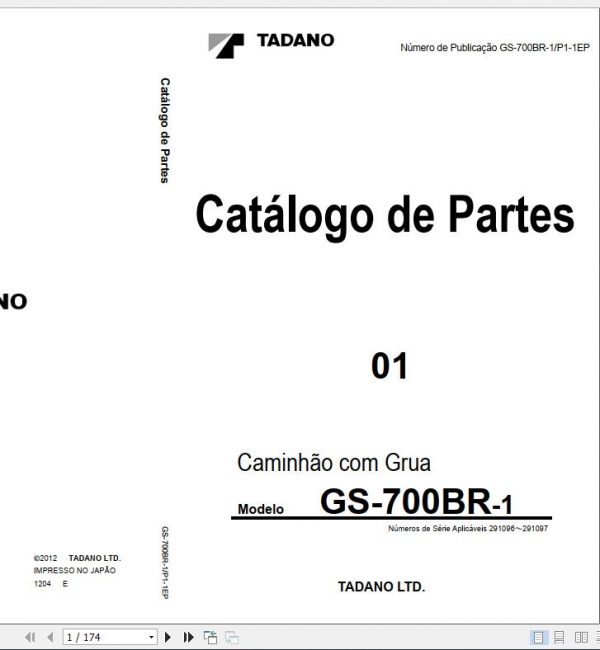 Tadano Truck Crane GS 700BR 1 P1 1EP Parts Catalog ENPor 1