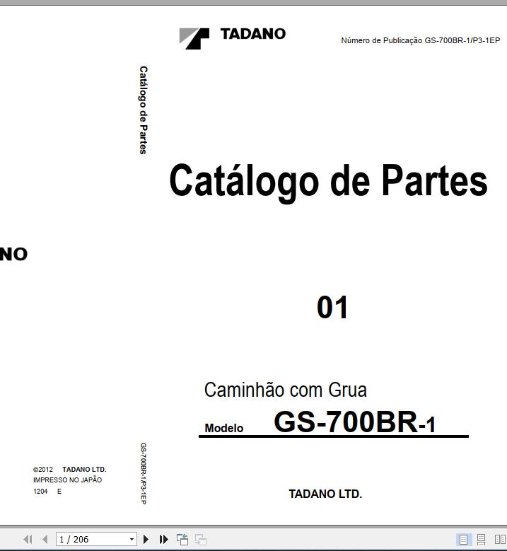 Tadano Truck Crane GS 700BR 1 P3 1EP Parts Catalog ENPor 1