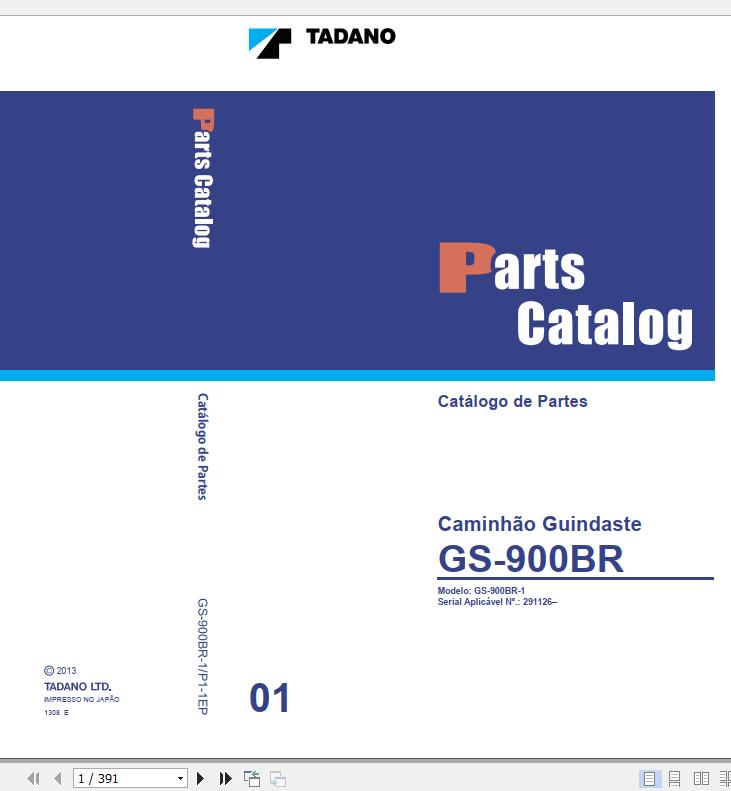 Tadano Truck Crane GS 900BR 1 P1 1EP Parts Catalog ENPor 1