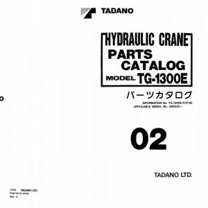 Tadano Truck Crane TG 1300E 11 P 02 Parts Catalog ENJP 1