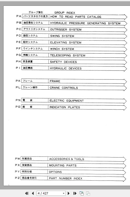 Tadano Truck Crane TG 400E 1 P 01 Parts Catalog ENJP 2