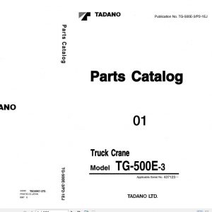 Tadano Truck Crane TG 500E 3 P2 1EJ Parts Catalog ENJP 1