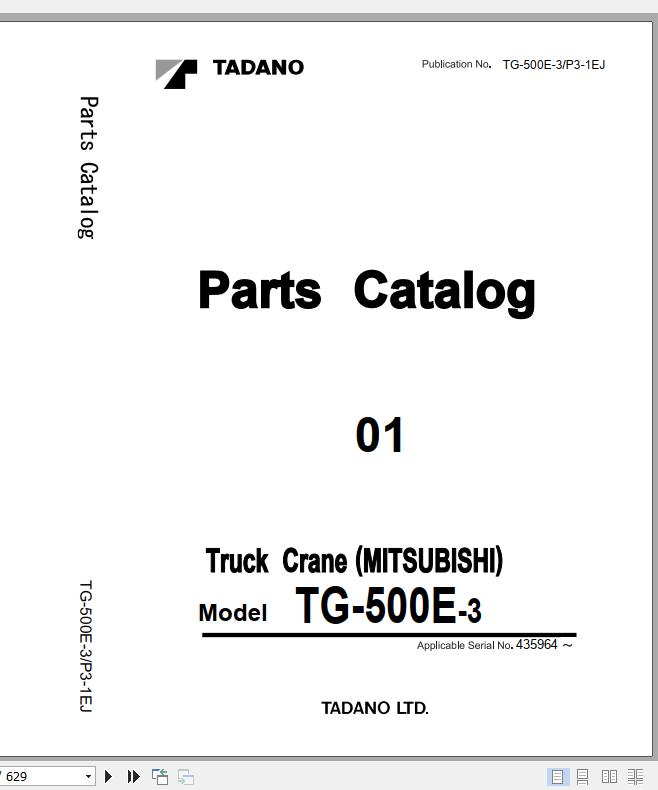 Tadano Truck Crane TG 500E 3 P3 1EJ Parts Catalog ENJP 1