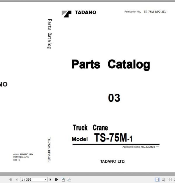 Tadano Truck Crane TS 75M 1 P2 3EJ Parts Catalog ENJP 4