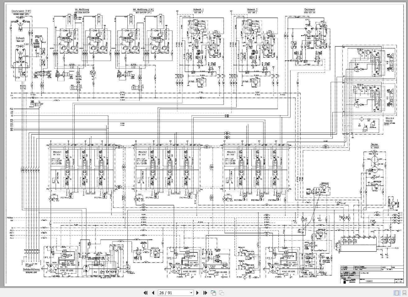 Terex Demag Crawler Crane CC18001 300T Hydraulic System & Schematic
